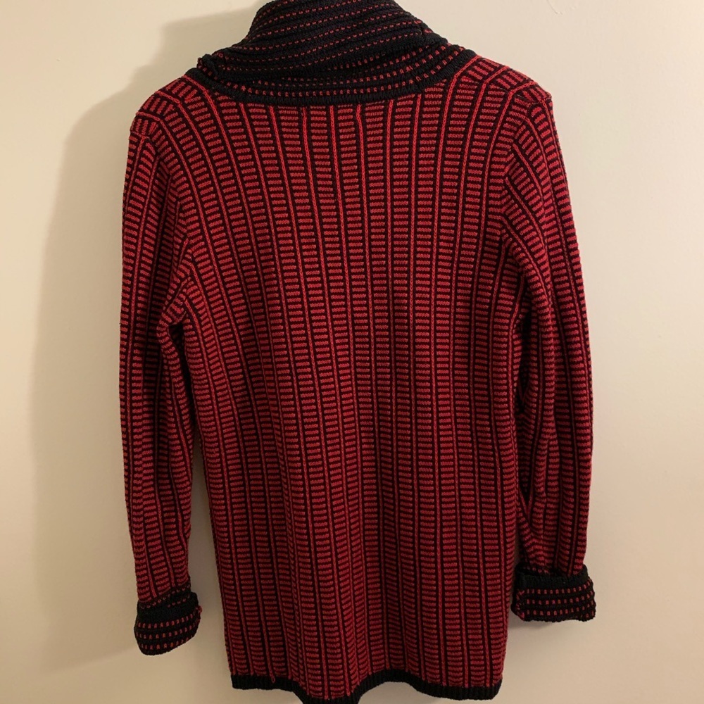 Calvin Klein Red and Black Cowl Neck Knit Sweater Size Small - Picture 6 of 7